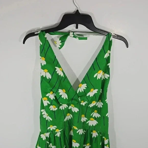 {Catherine Carr} 60s Women's Vintage Green Floral Print Apron Dress - Picture 5 of 13